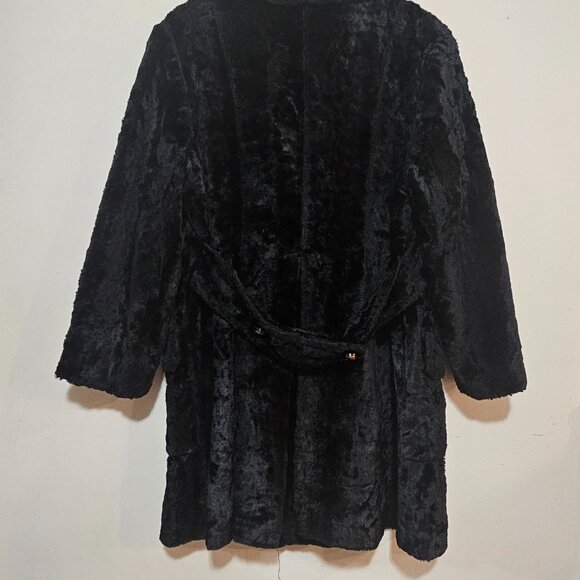 Vintage 1960s Black Faux Fur Coat Women's Size M - Picture 8 of 13